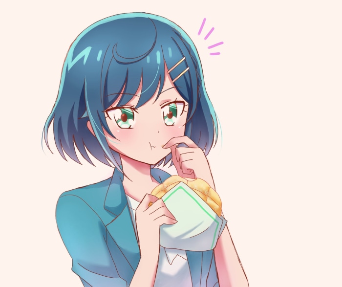 Fuwa Kokone from Delicious Party Precure eating melon bread