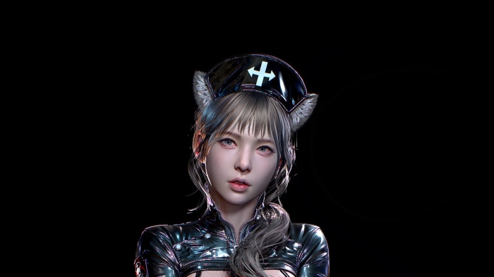 Anime girl with cat ears and nurse hat