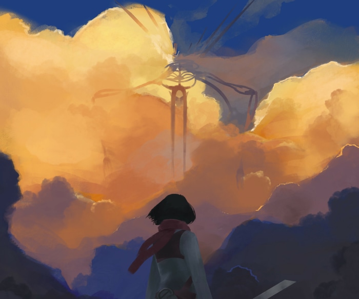 Mikasa Ackerman facing the Founding Titan in Attack On Titan