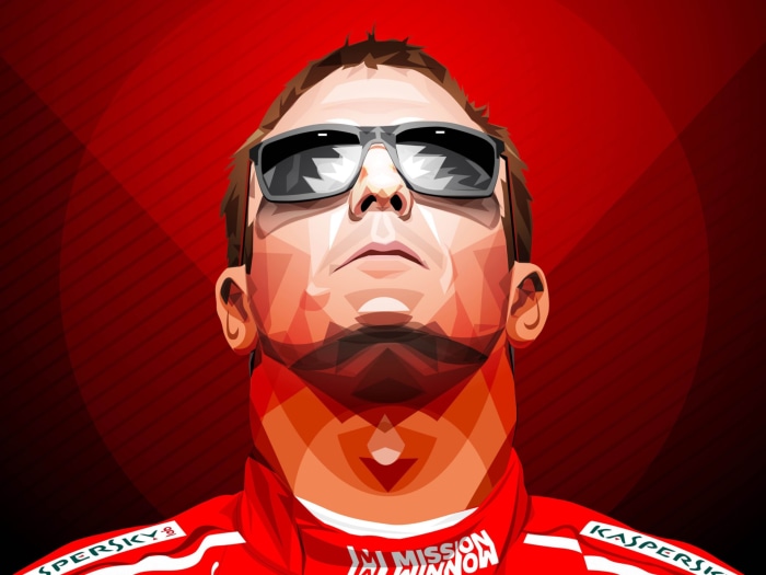 Kimi Räikkönen in red racing suit