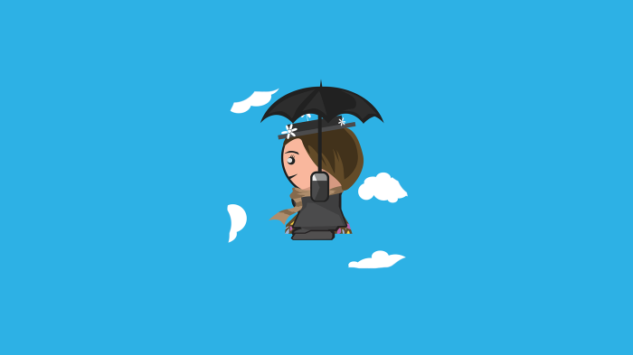 Mary Poppins flying with umbrella