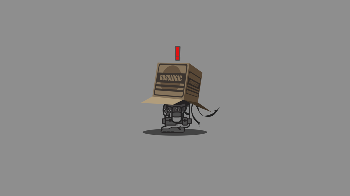 Solid Snake in a cardboard box with an exclamation mark