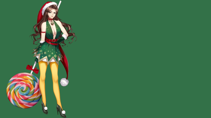 Christmas Elf Girl with Lollipop