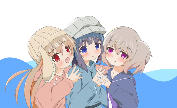 Hiyori Minagi, Koharu Minagi, and Koi Yoshinaga from Slow Loop