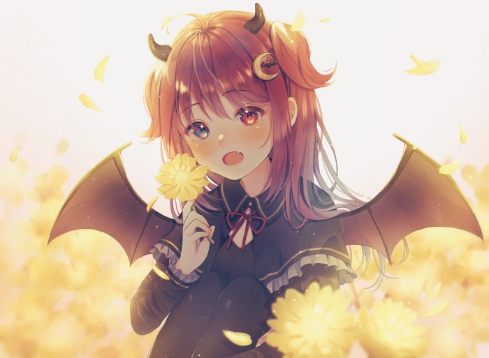 Yuzuki Roa from Nijisanji holding a flower
