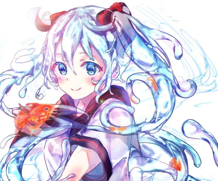 Hatsune Miku with goldfish