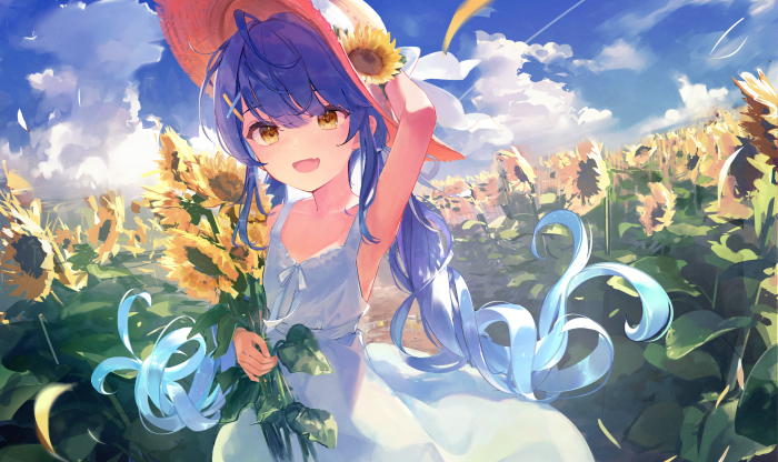 Amamiya Kokoro from Nijisanji in a Sunflower Field