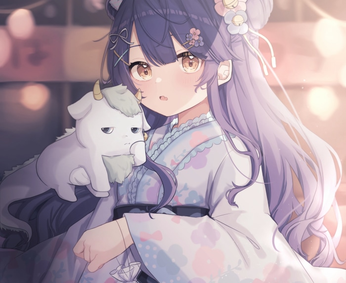 Amamiya Kokoro from Nijisanji holding a creature