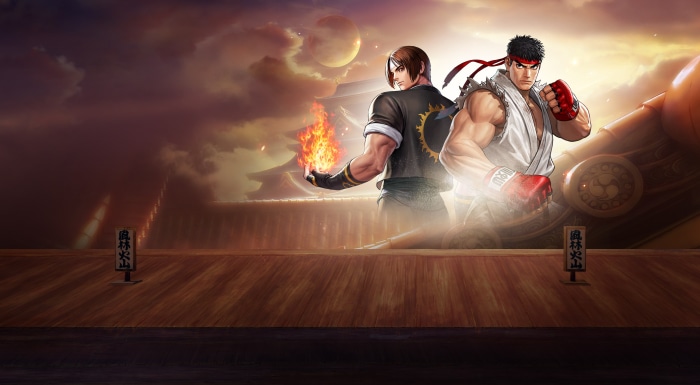 Kyo Kusanagi and Ryu from King of Fighters and Street Fighter