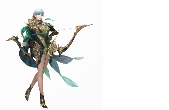 Archer with ornate bow and armor
