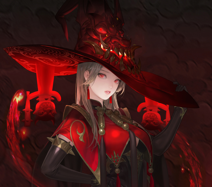 Fantasy Witch with Dragon Hat