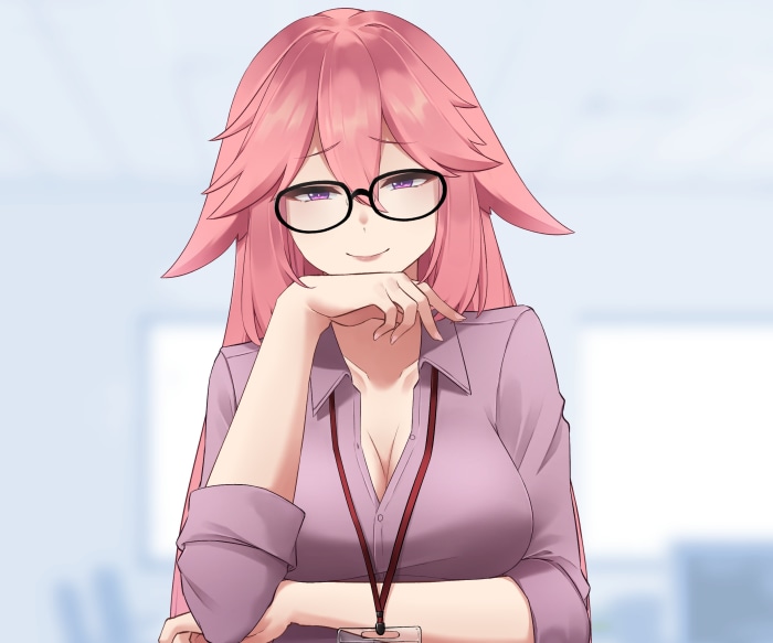 Yae Miko from Genshin Impact wearing glasses