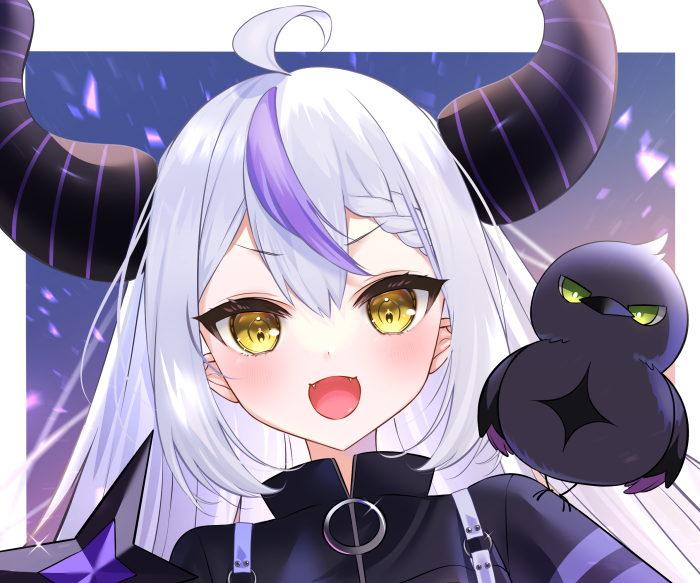 La+ Darknesss from Hololive with a bird