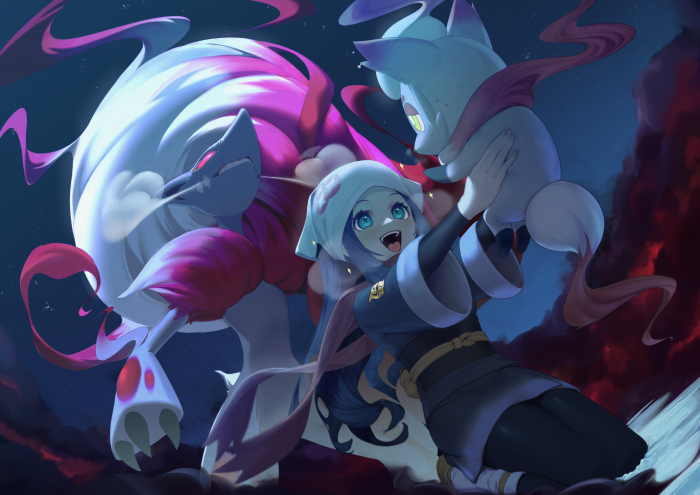 Akari and Zoroark from Pokémon Legends: Arceus
