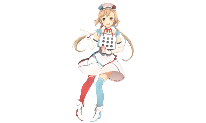 Girl in a maid outfit holding a pink phone