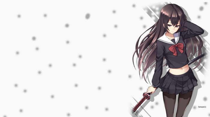 Girl in School Uniform with Katana