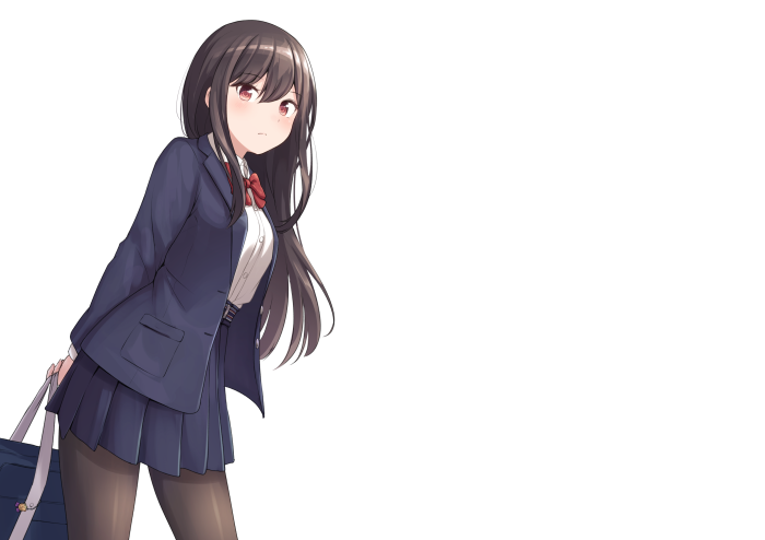 Girl in School Uniform with Bag