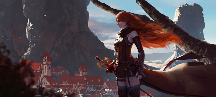 Fantasy Woman Warrior with Red Hair