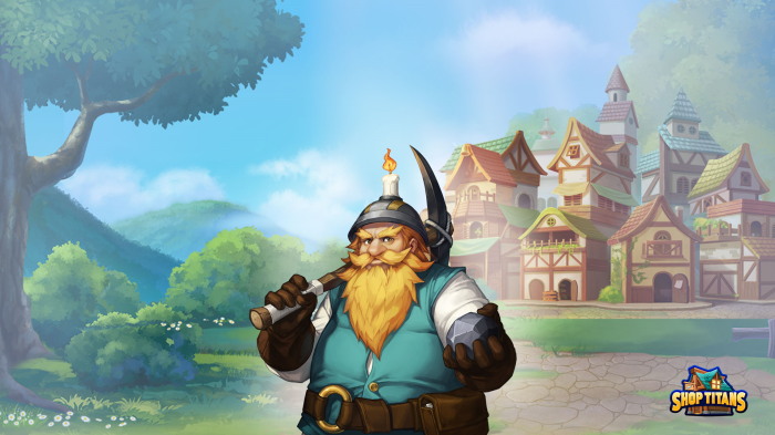 Dwarf Miner with Pickaxe and Ore from Shop Titans