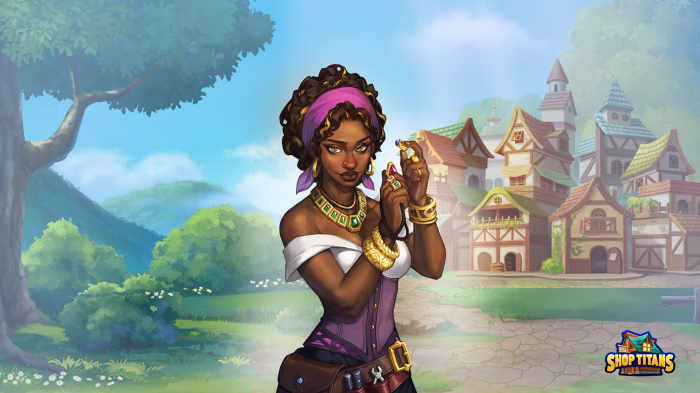 Woman with jewelry in Shop Titans