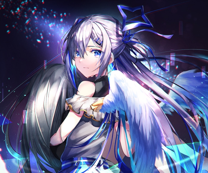 Amane Kanata from Hololive with white wings
