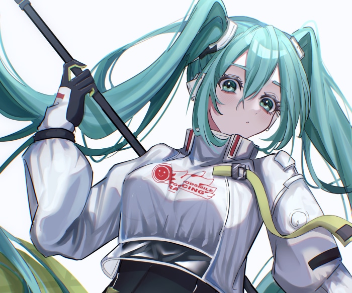 Hatsune Miku from Vocaloid in racing outfit