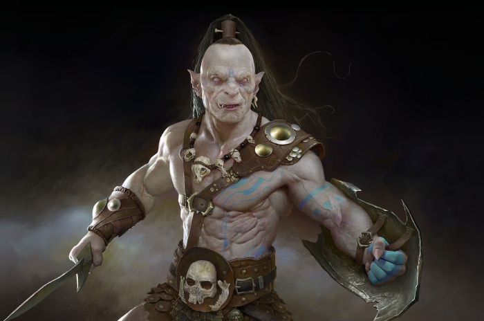 Orc warrior with sword and shield