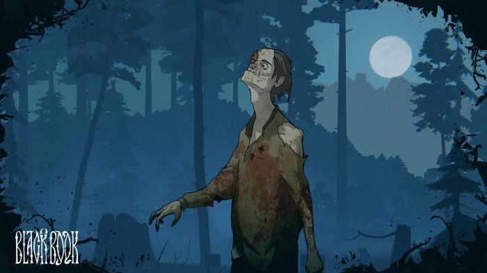 Zombie in a forest at night
