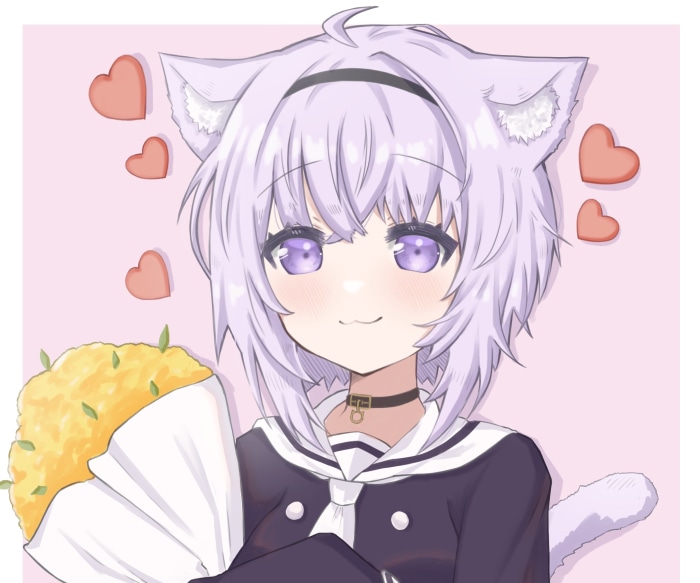 Nekomata Okayu from Hololive holding flowers