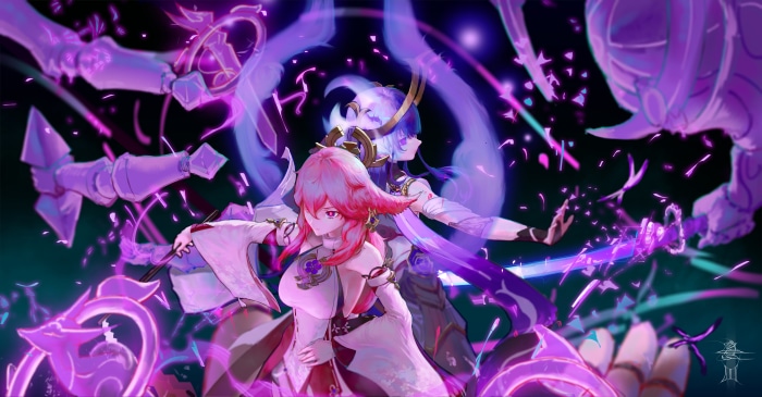 Raiden Shogun and Yae Miko from Genshin Impact