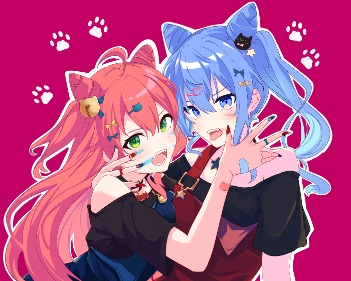 Hoshimachi Suisei and Sakura Miko from Hololive