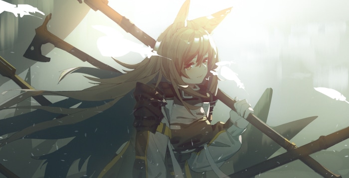 Ceobe from Arknights holding a weapon