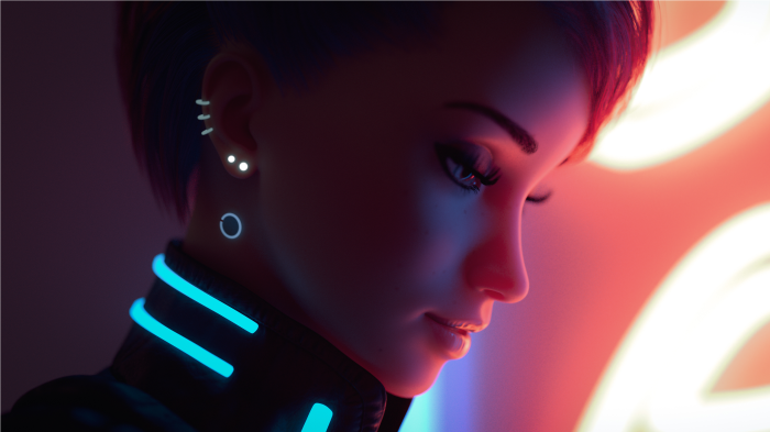 Sci Fi Woman with Neon Accents