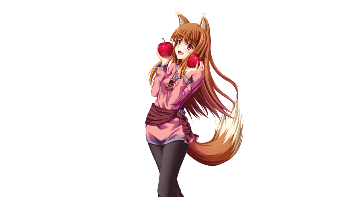 Holo from Spice and Wolf holding apples