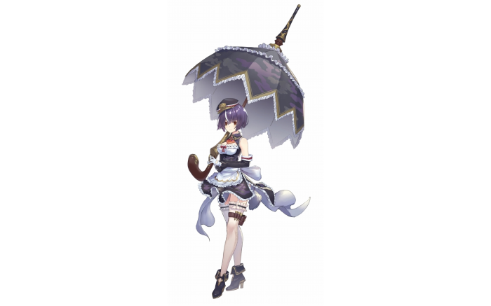 Maid holding an umbrella