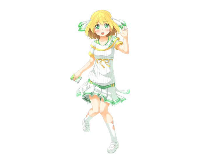 Anime girl with blonde hair and green eyes