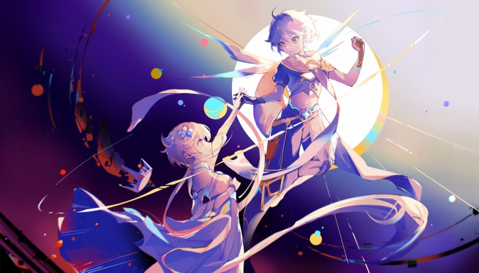 Aether and Lumine from Genshin Impact 4K