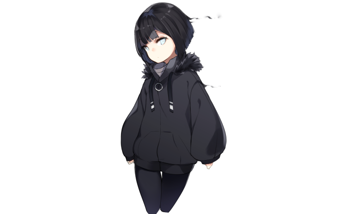 Girl in black hoodie