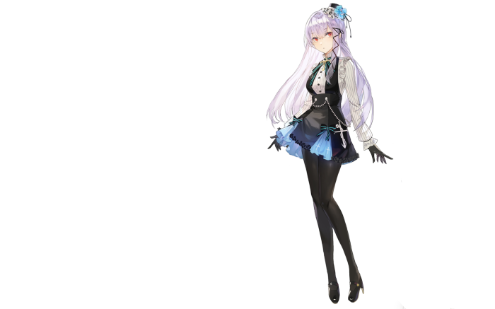 Anime girl with purple hair and blue dress