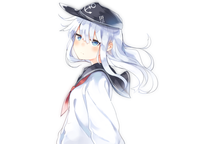 Hibiki from Kantai Collection wearing a sailor uniform and hat