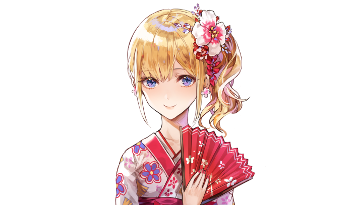 Girl in Yukata with Fan