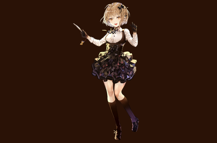 Girl with knife and black dress