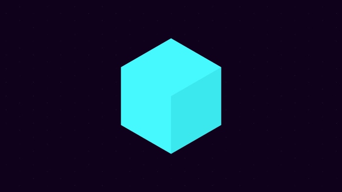 Cyan Cube on a Starry Background