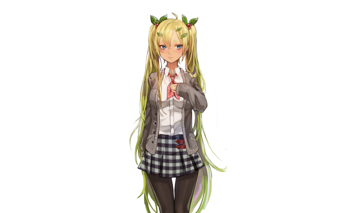 Anime girl with blonde pigtails and cherry hair accessories