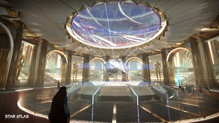 Star Atlas game interior with celestial display