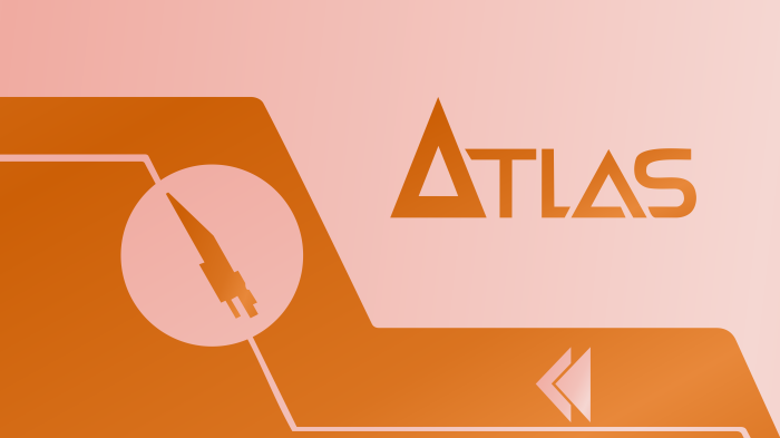 Atlas logo with rocket and rewind icons