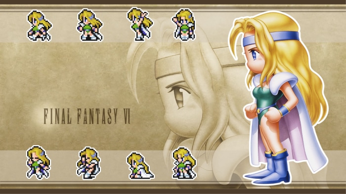 Celes Chere from Final Fantasy VI pixel art