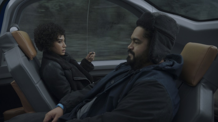 Andy Allo in a train