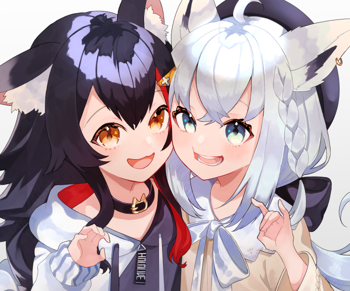 Ookami Mio and Shirakami Fubuki from Hololive