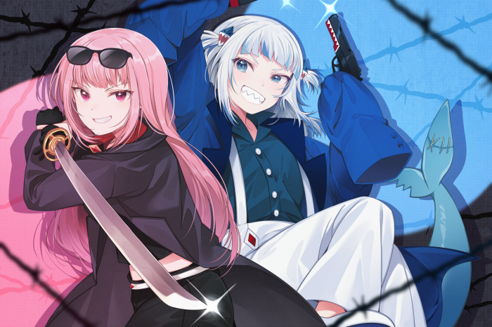 Gawr Gura and Mori Calliope from Hololive